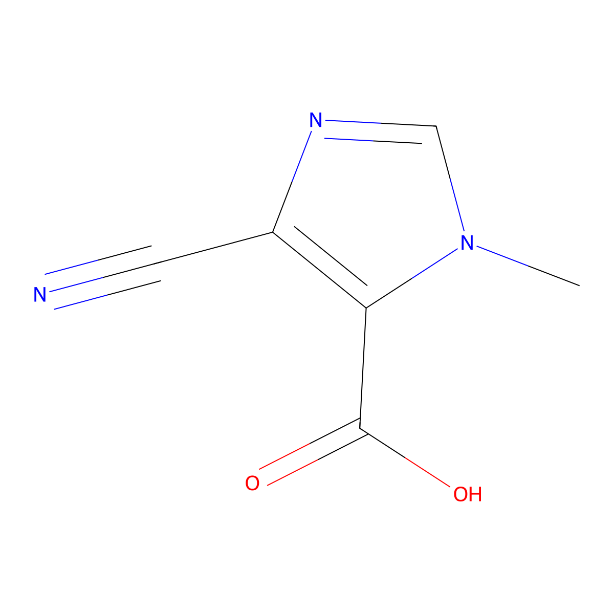 4-Cyano-1-methyl-1H-imidazole-5-carboxylic acid molecular structure, CAS 146091-76-1