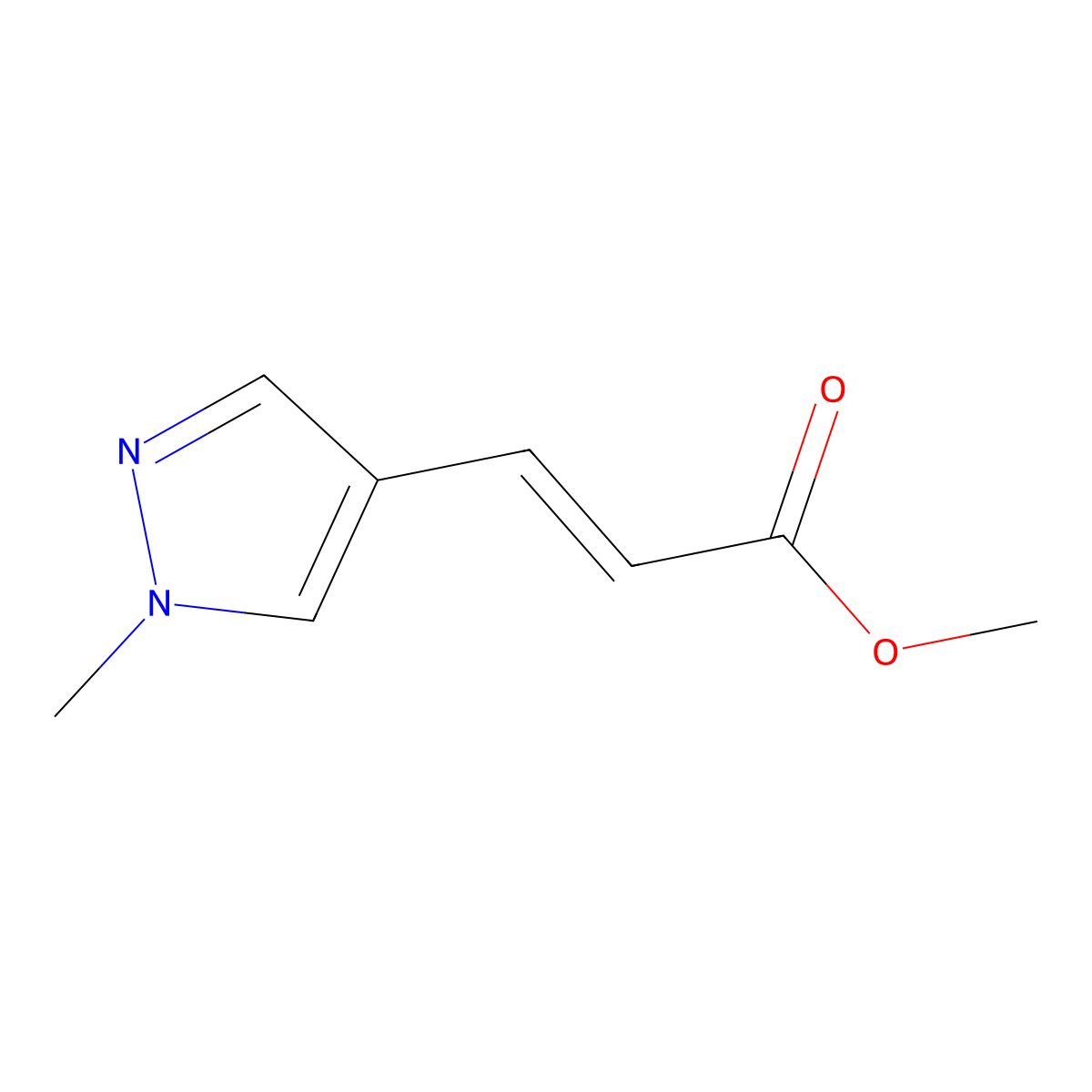 Methyl (2E)-3-(1-methylpyrazol-4-yl)prop-2-enoate molecular structure, CAS 146098-28-4