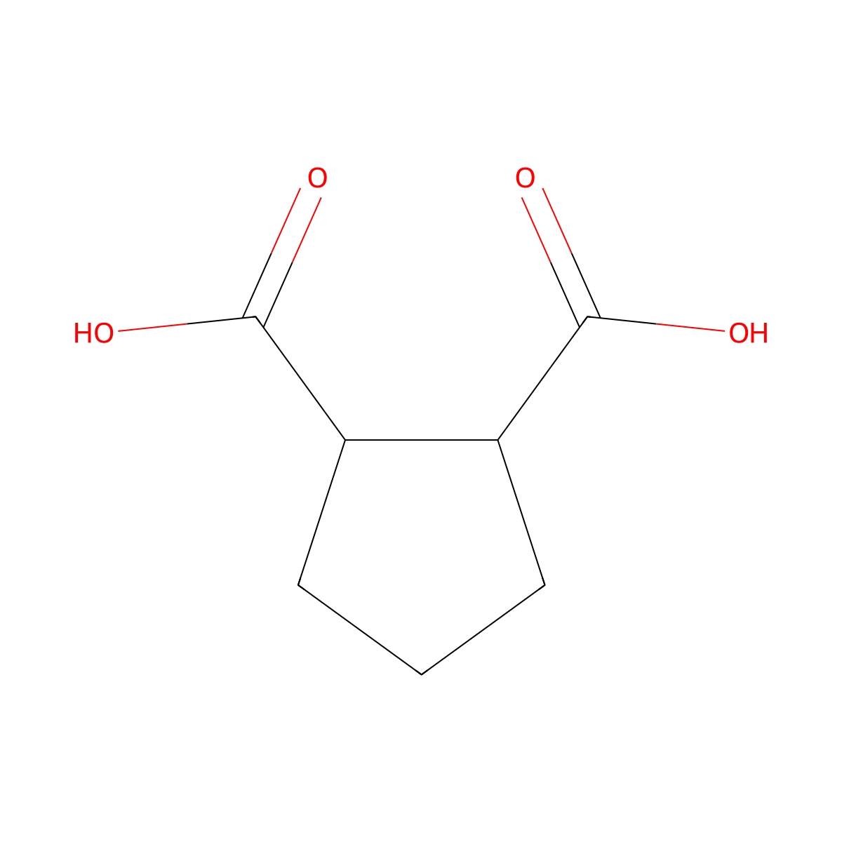 cis-Cyclopentane-1,2-dicarboxylic acid molecular structure, CAS 1461-96-7