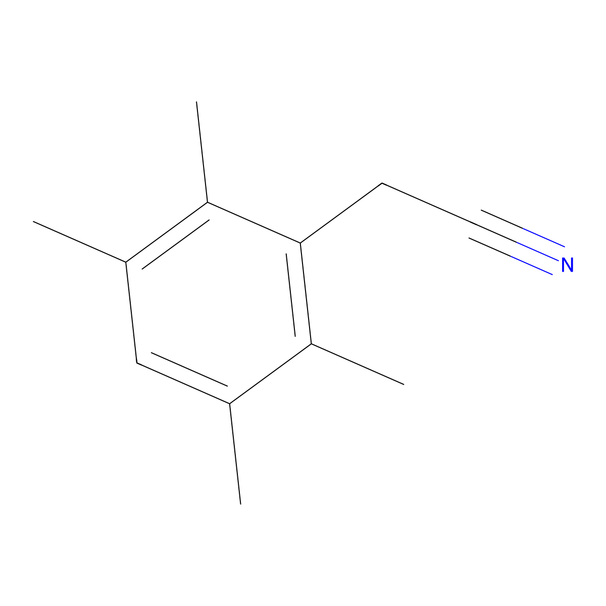 2,3,5,6-Tetramethylphenylacetonitrile molecular structure, CAS 14611-44-0