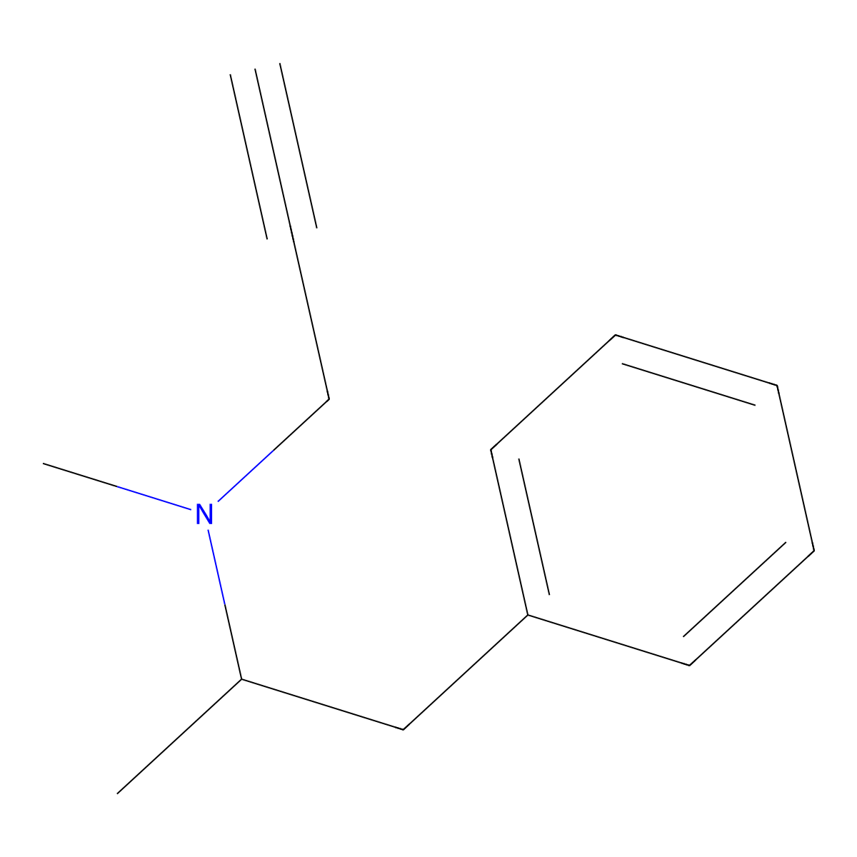 Selegiline molecular structure, CAS 14611-51-9