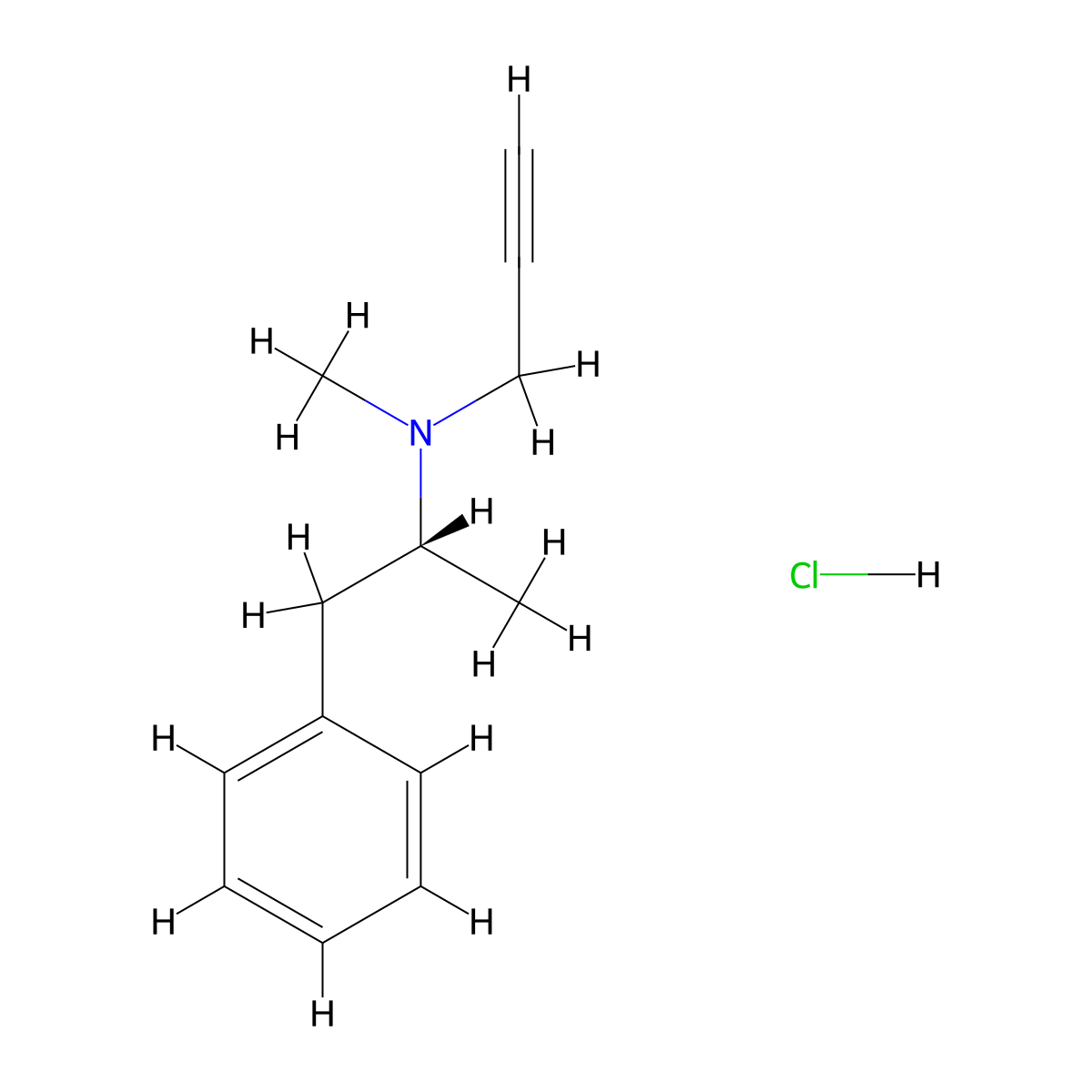 Selegiline Hydrochloride molecular structure, CAS 14611-52-0