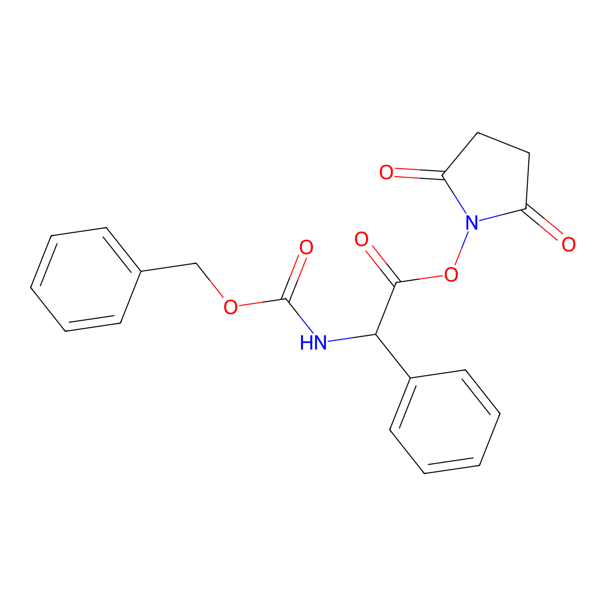(S)-2,5-Dioxopyrrolidin-1-yl 2-(((benzyloxy)carbonyl)amino)-2-phenylacetate molecular structure, CAS 146118-22-1