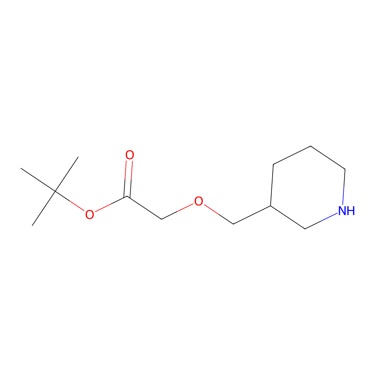 Tert-butyl 2-[(piperidin-3-yl)methoxy]acetate molecular structure, CAS 146118-56-1