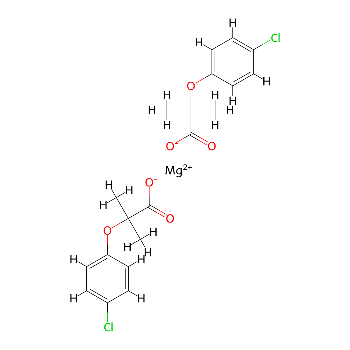 Magnesium Clofibrate molecular structure, CAS 14613-30-0