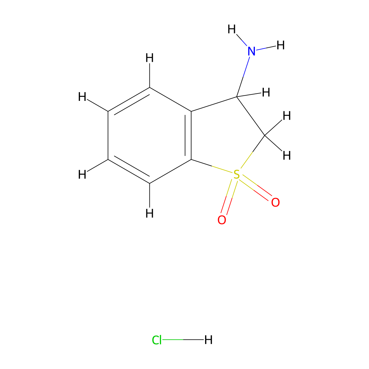 2,3-Dihydro-benzo[b]thiophen-3-amine 1,1-dioxide hydrochloride molecular structure, CAS 14613-43-5