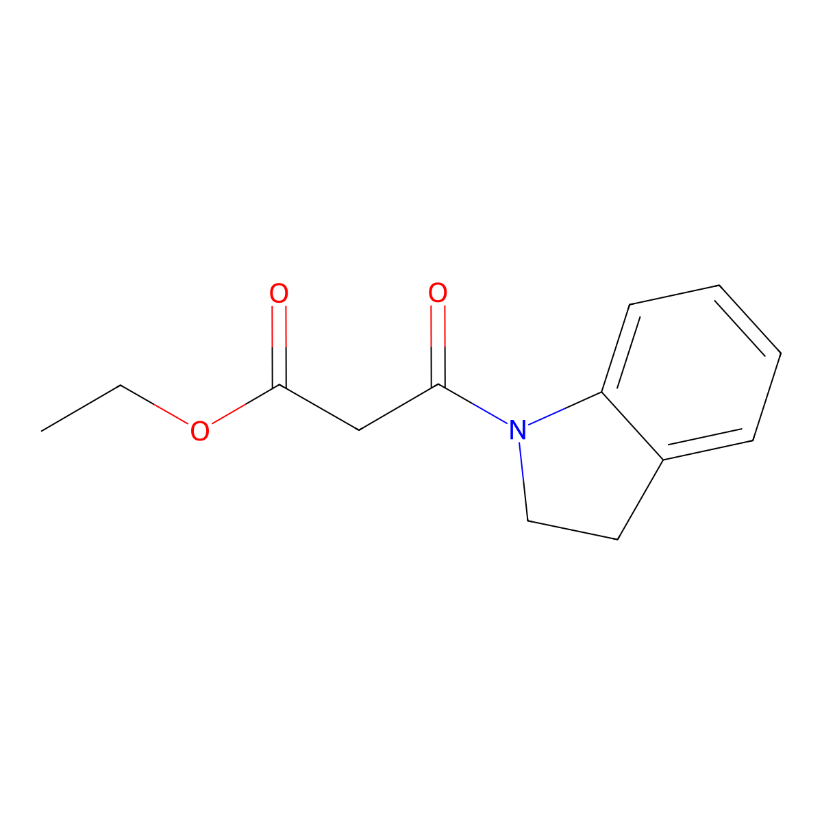 ethyl 3-(2,3-dihydro-1H-indol-1-yl)-3-oxopropanoate molecular structure, CAS 146132-96-9
