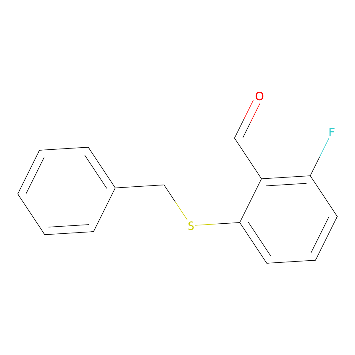 2-Fluoro-6-[(phenylmethyl)thio]benzaldehyde molecular structure, CAS 146137-75-9
