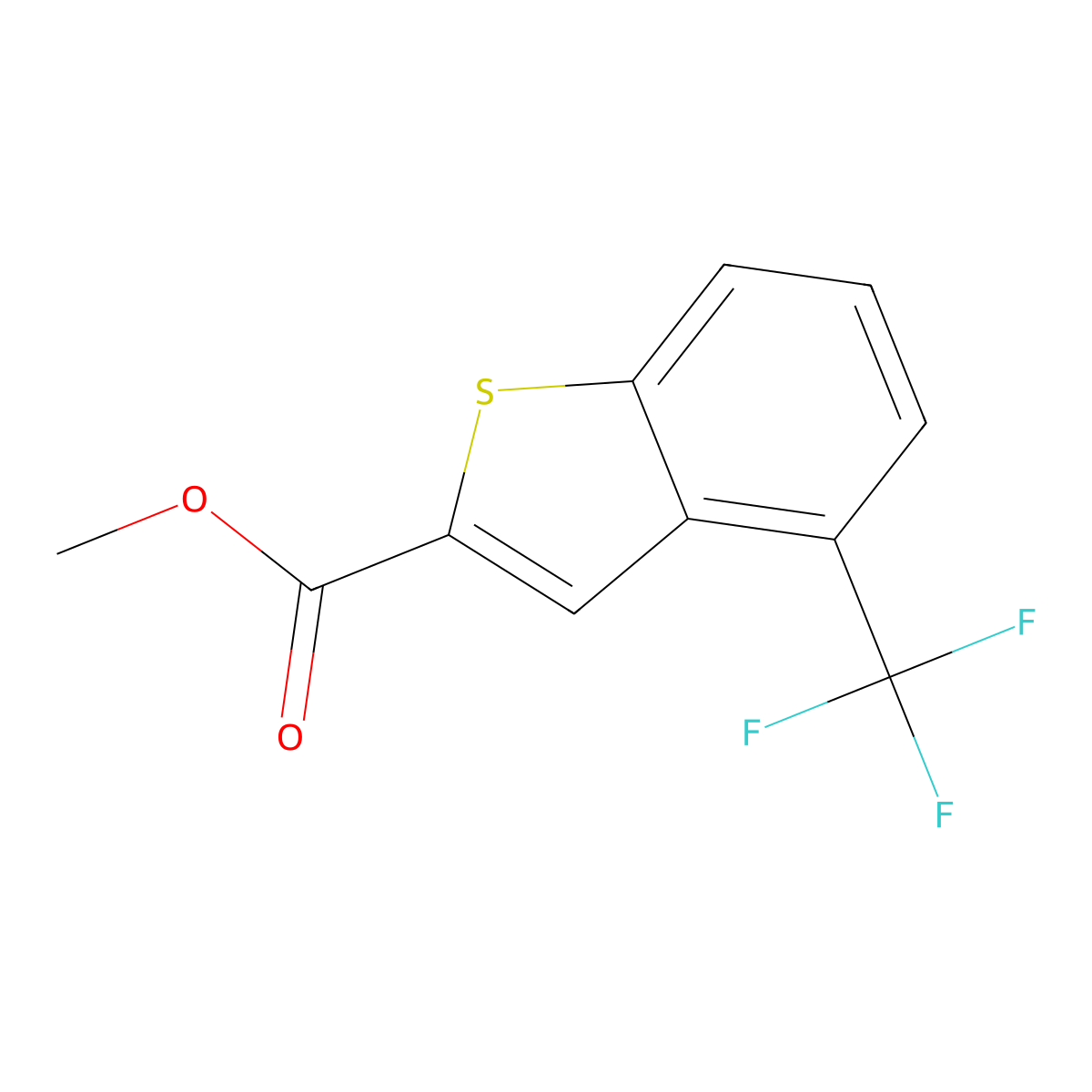 Methyl 4-(trifluoromethyl)-1-benzothiophene-2-carboxylate molecular structure, CAS 146137-87-3