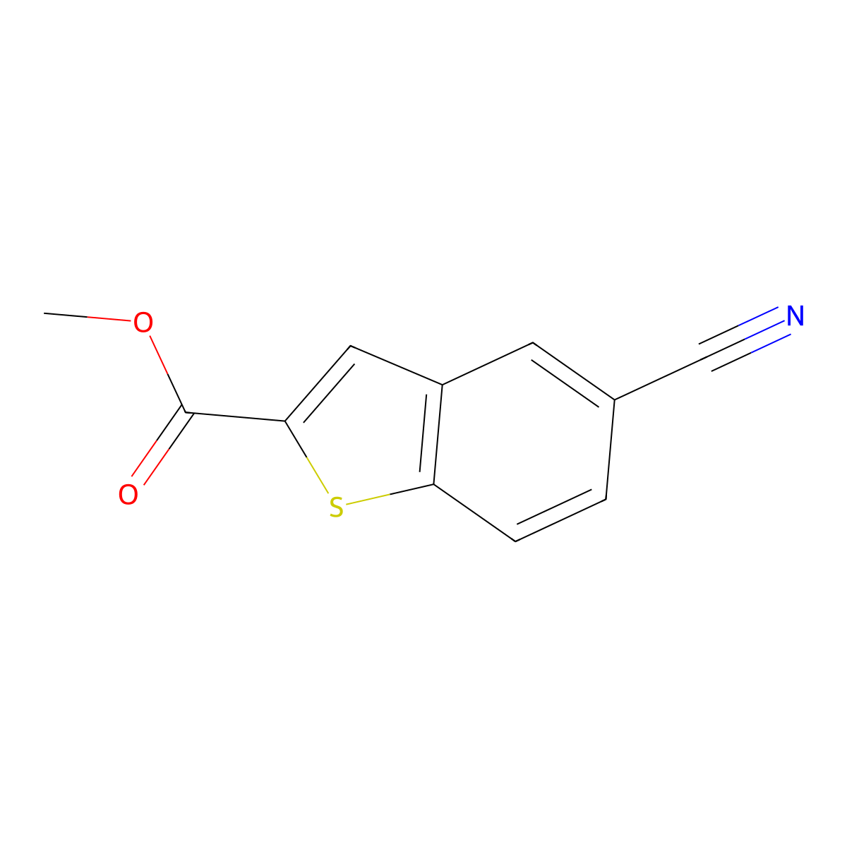 Methyl 5-cyano-1-benzothiophene-2-carboxylate molecular structure, CAS 146137-93-1