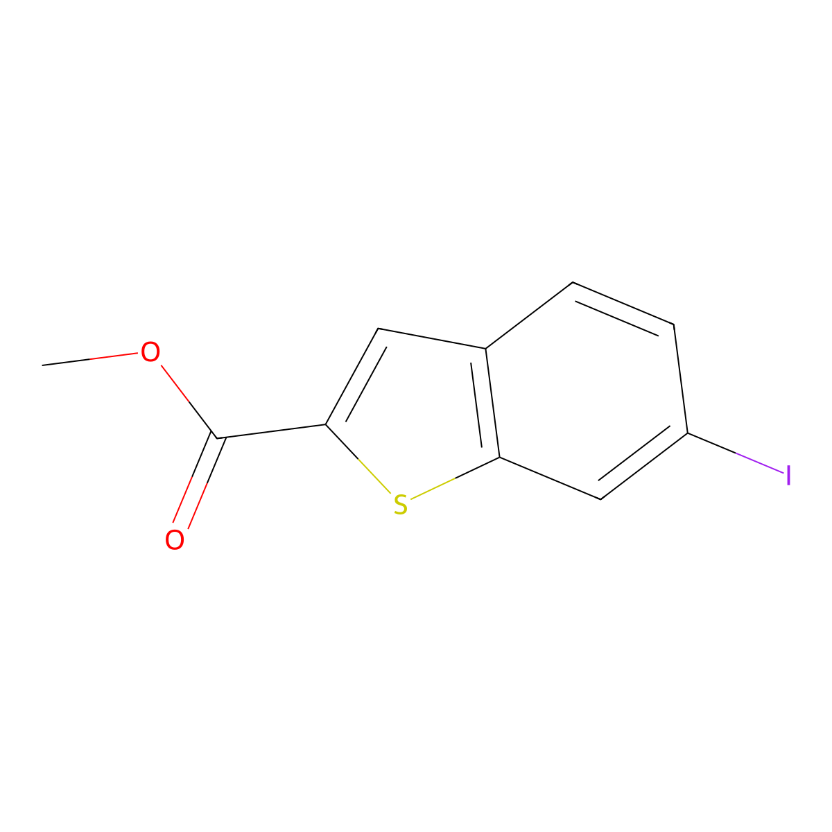 Methyl 6-iodo-1-benzothiophene-2-carboxylate molecular structure, CAS 146137-94-2