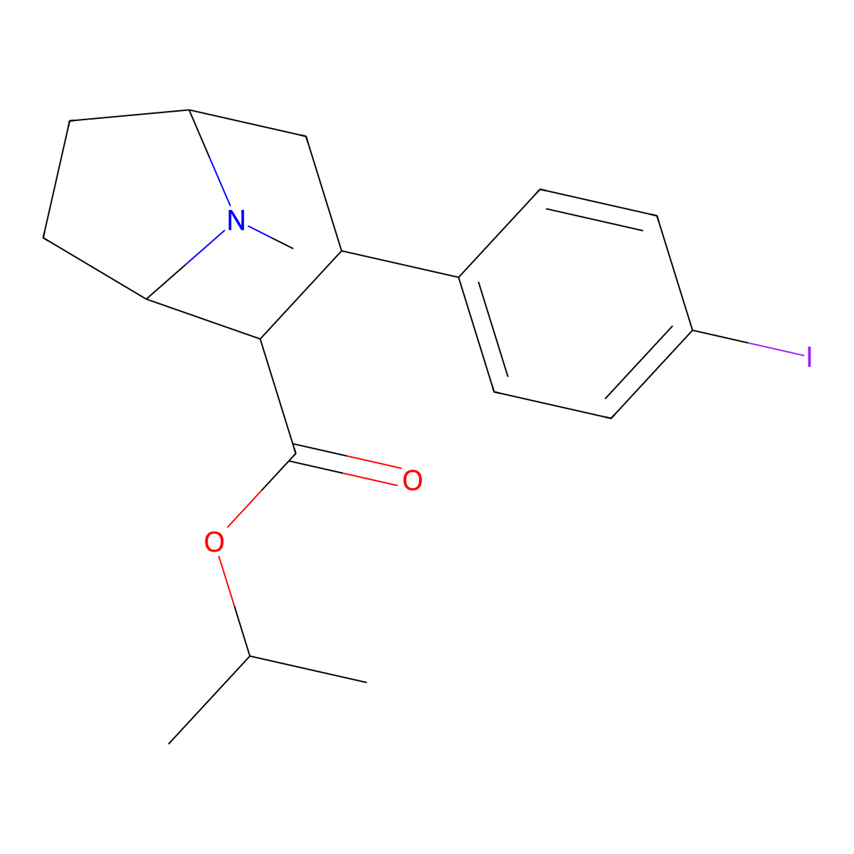 3beta-(4-Iodophenyl)tropan-2beta-carboxylic acid isopropyl ester molecular structure, CAS 146145-21-3