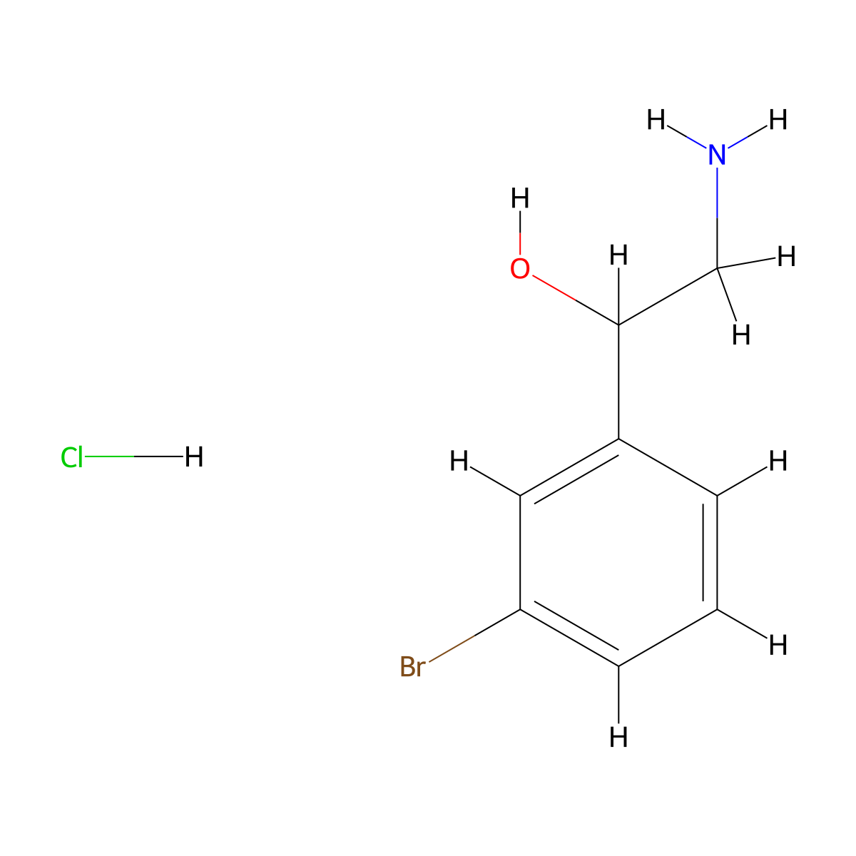 2-Amino-1-(3-bromophenyl)ethan-1-ol hydrochloride molecular structure, CAS 14615-28-2