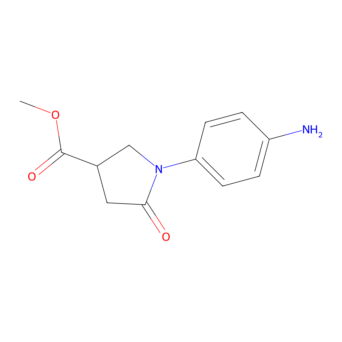 Methyl 1-(4-aminophenyl)-5-oxopyrrolidine-3-carboxylate molecular structure, CAS 1461609-51-7