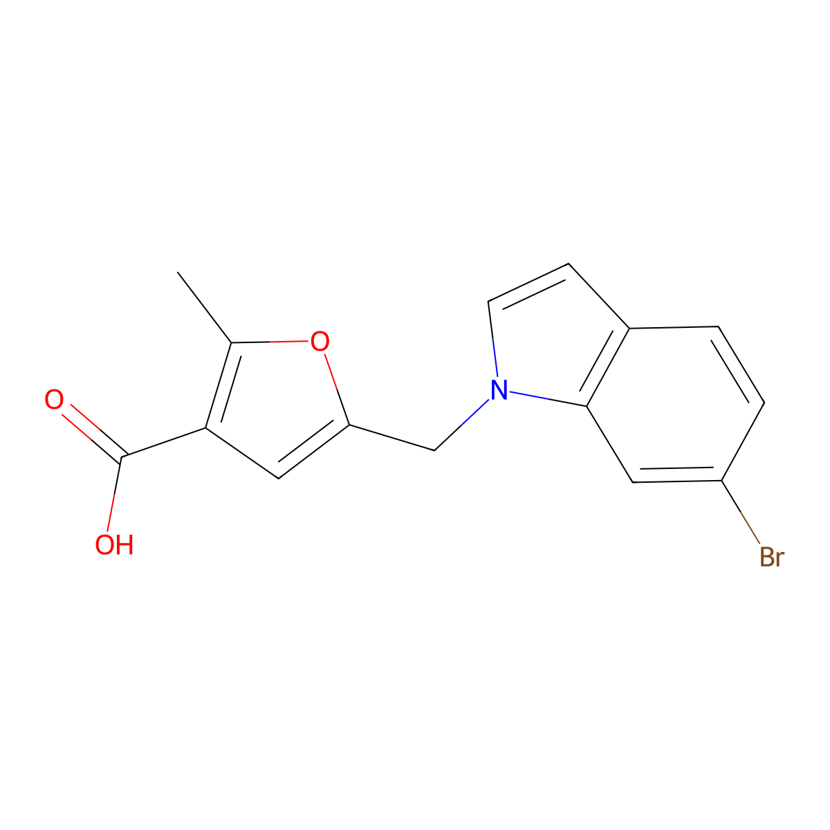 5-[(6-bromo-1H-indol-1-yl)methyl]-2-methylfuran-3-carboxylic acid molecular structure, CAS 1461625-35-3