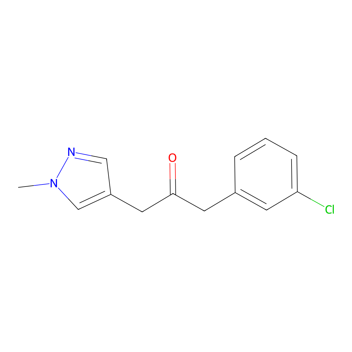 1-(3-chlorophenyl)-3-(1-methyl-1H-pyrazol-4-yl)propan-2-one molecular structure, CAS 1461629-36-6