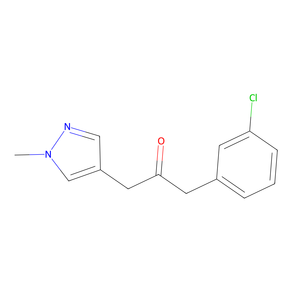 1-(3-chlorophenyl)-3-(1-methyl-1H-pyrazol-4-yl)propan-2-one molecular structure, CAS 1461629-36-6