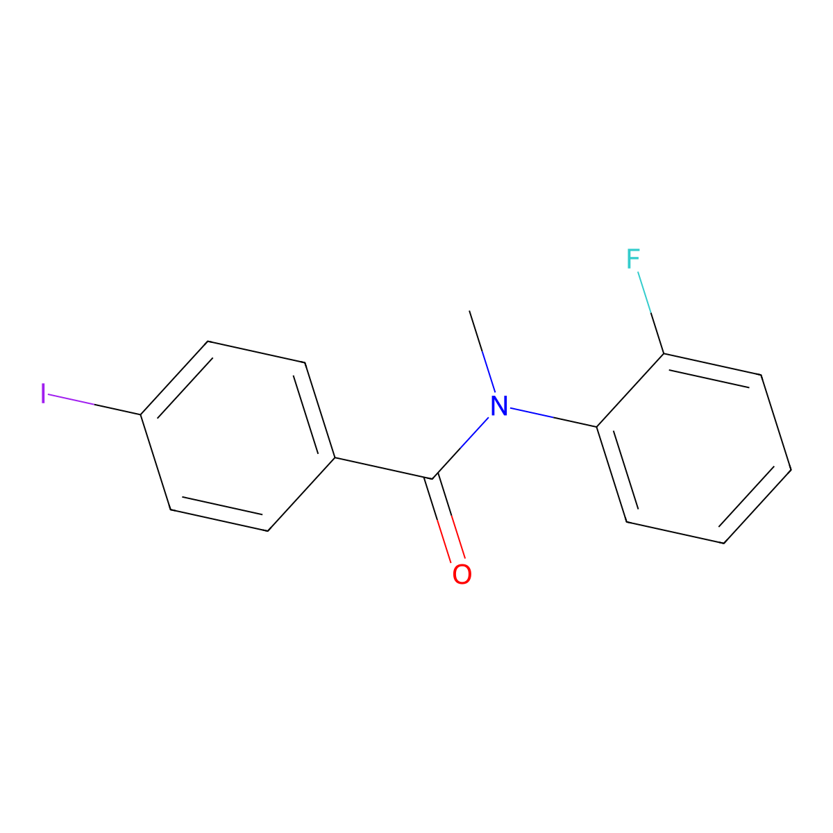 N-(2-fluorophenyl)-4-iodo-N-methylbenzamide molecular structure, CAS 1461635-59-5