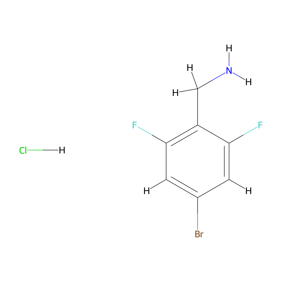 (4-Bromo-2,6-difluorophenyl)methanamine hydrochloride molecular structure, CAS 1461655-72-0