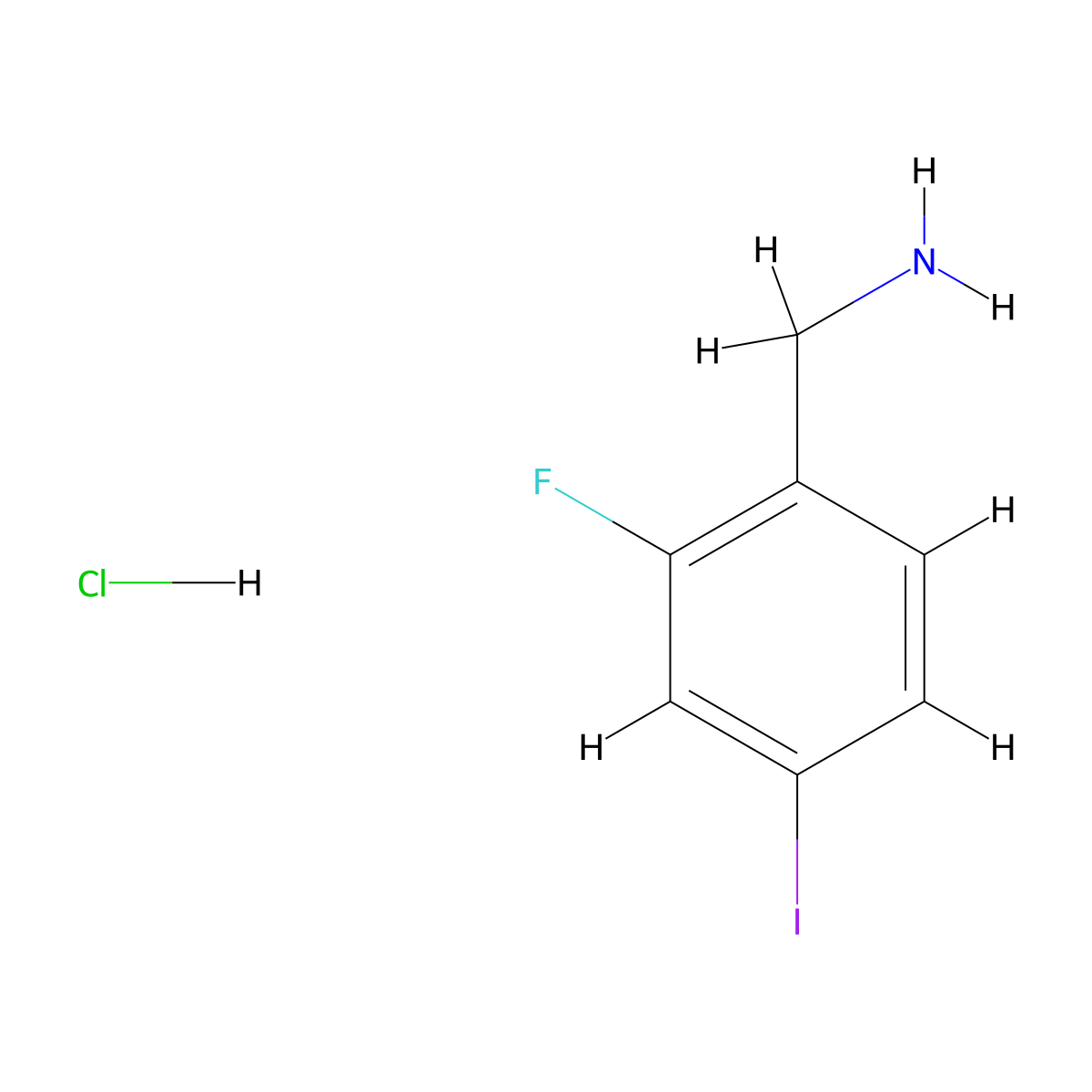 (2-Fluoro-4-iodophenyl)methanamine hydrochloride molecular structure, CAS 1461655-75-3