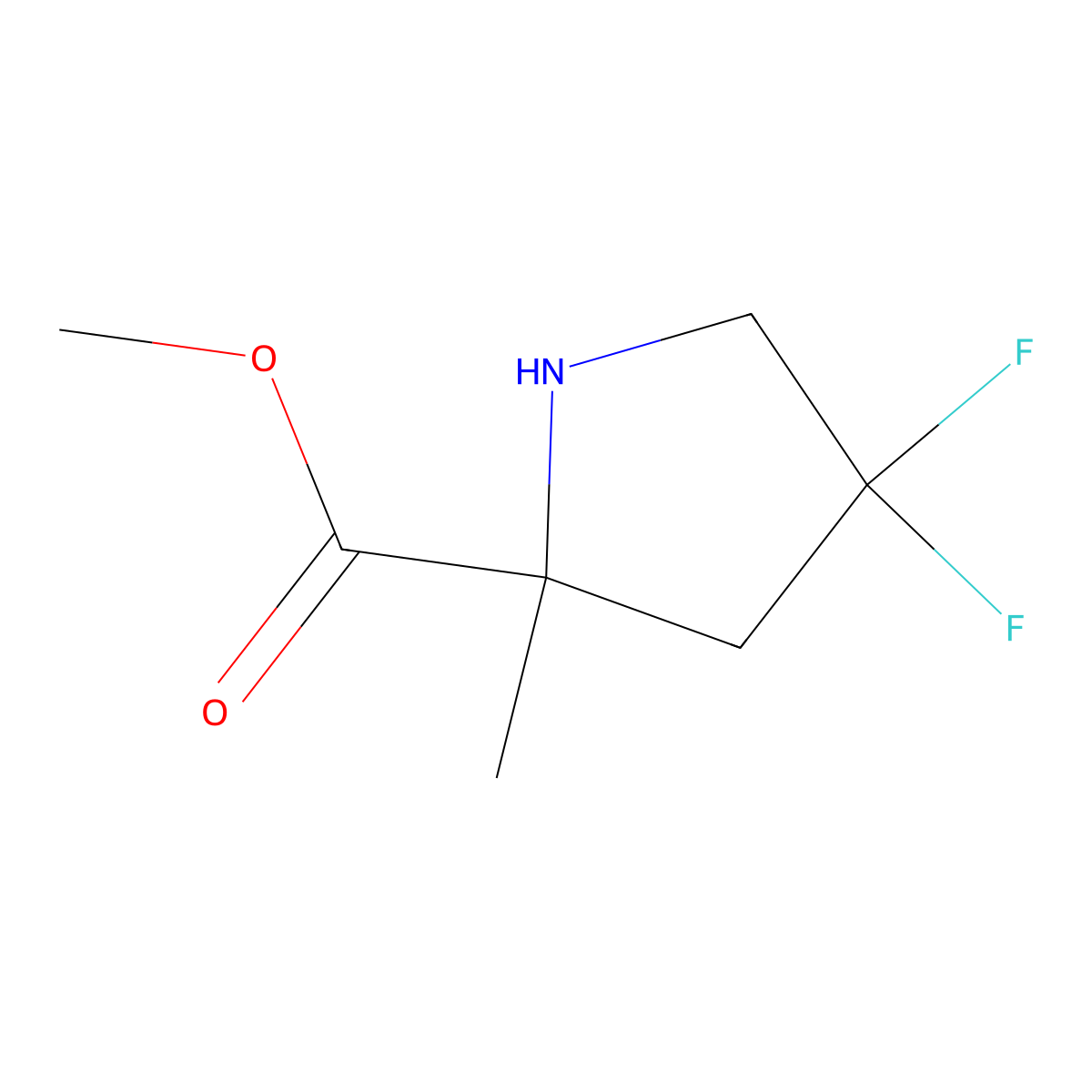 Methyl 4,4-difluoro-2-methylpyrrolidine-2-carboxylate molecular structure, CAS 1461666-15-8