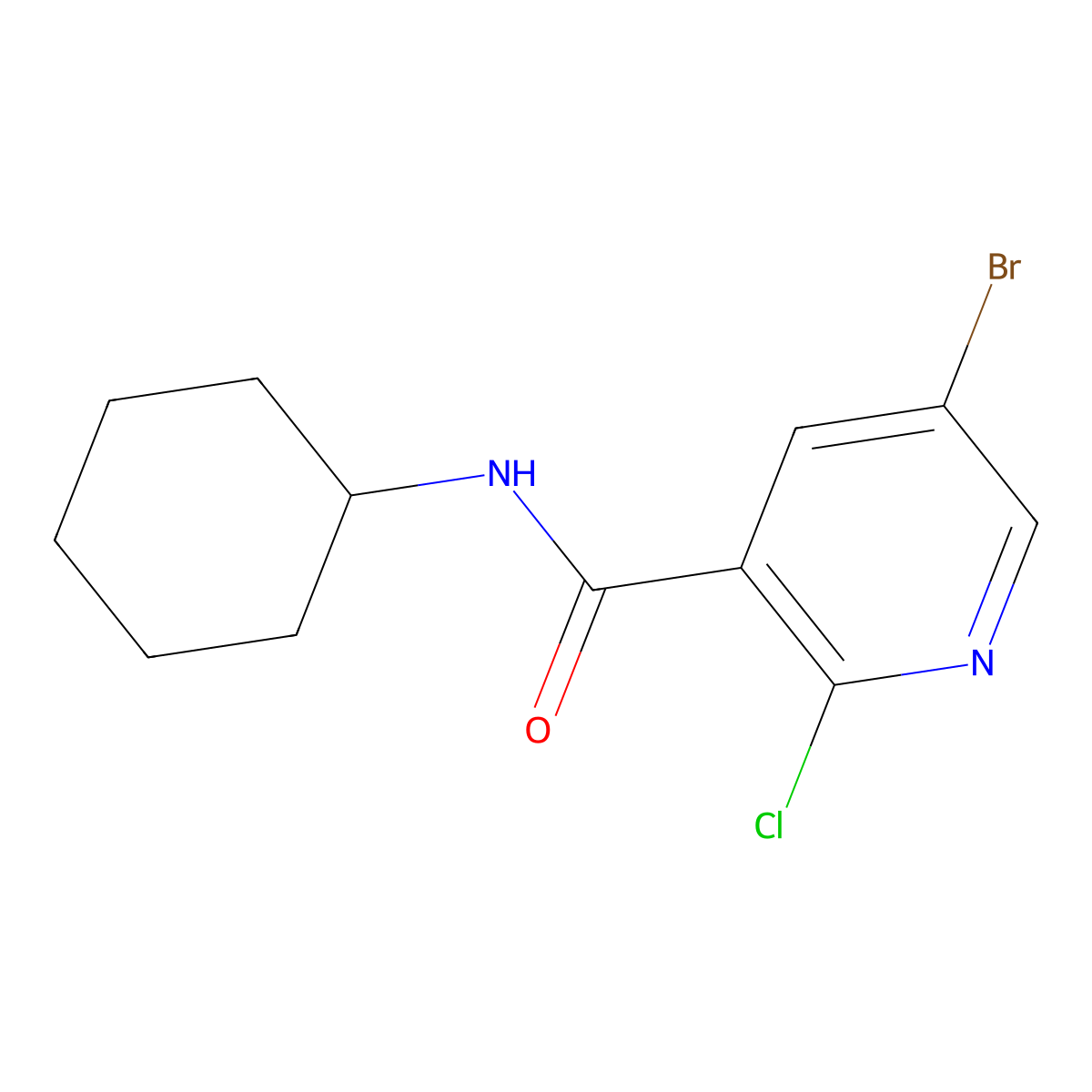 5-Bromo-2-chloro-N-cyclohexylnicotinamide molecular structure, CAS 1461685-07-3