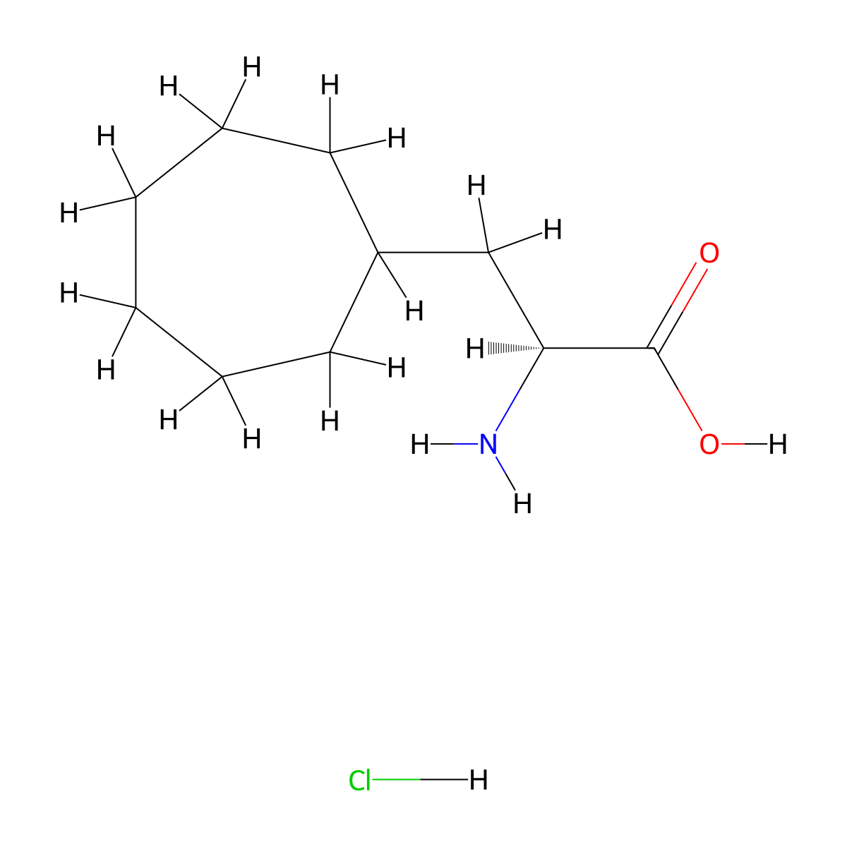 (2S)-2-amino-3-cycloheptylpropanoic acid hydrochloride molecular structure, CAS 1461689-20-2