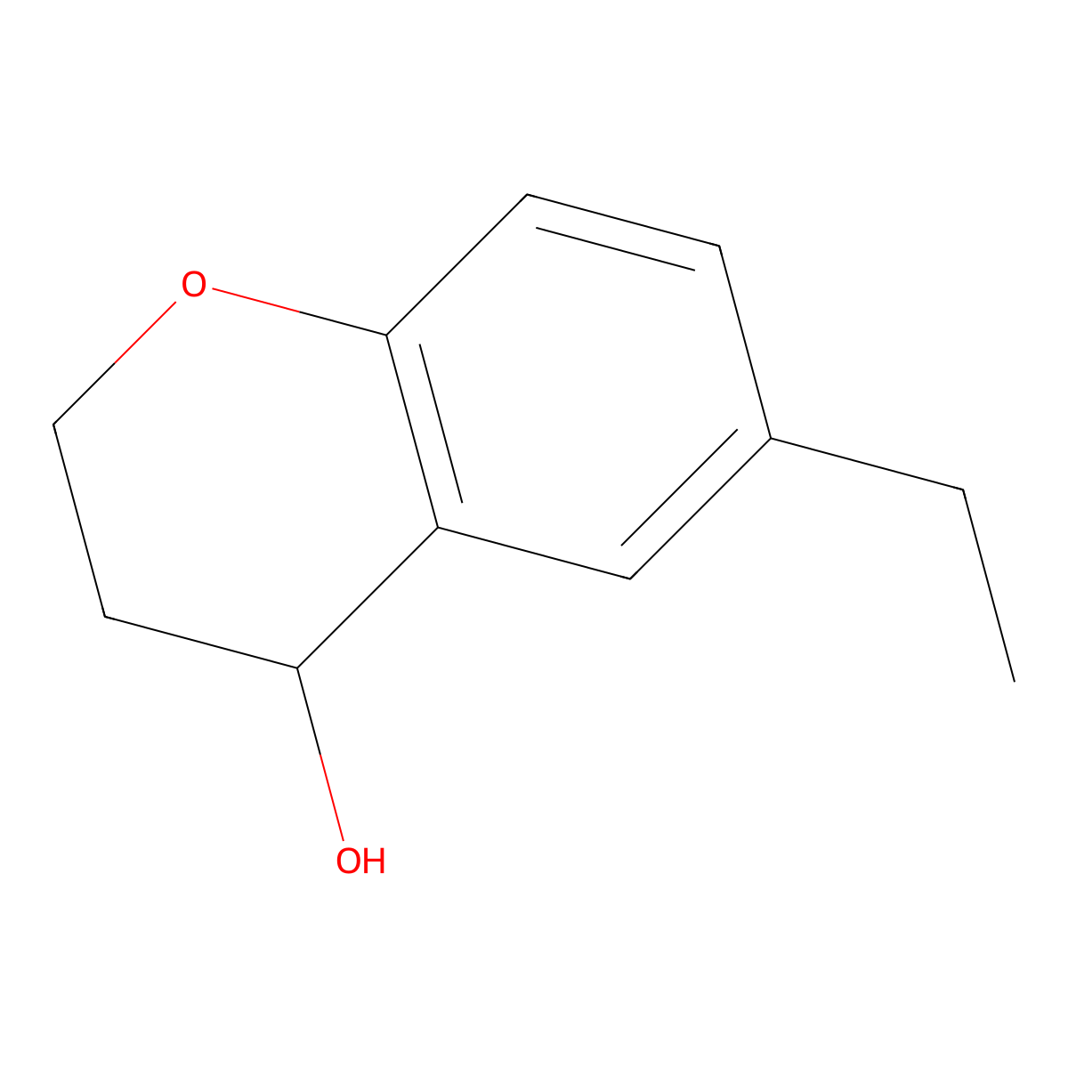 (4R)-6-ethyl-3,4-dihydro-2H-1-benzopyran-4-ol molecular structure, CAS 1461689-21-3