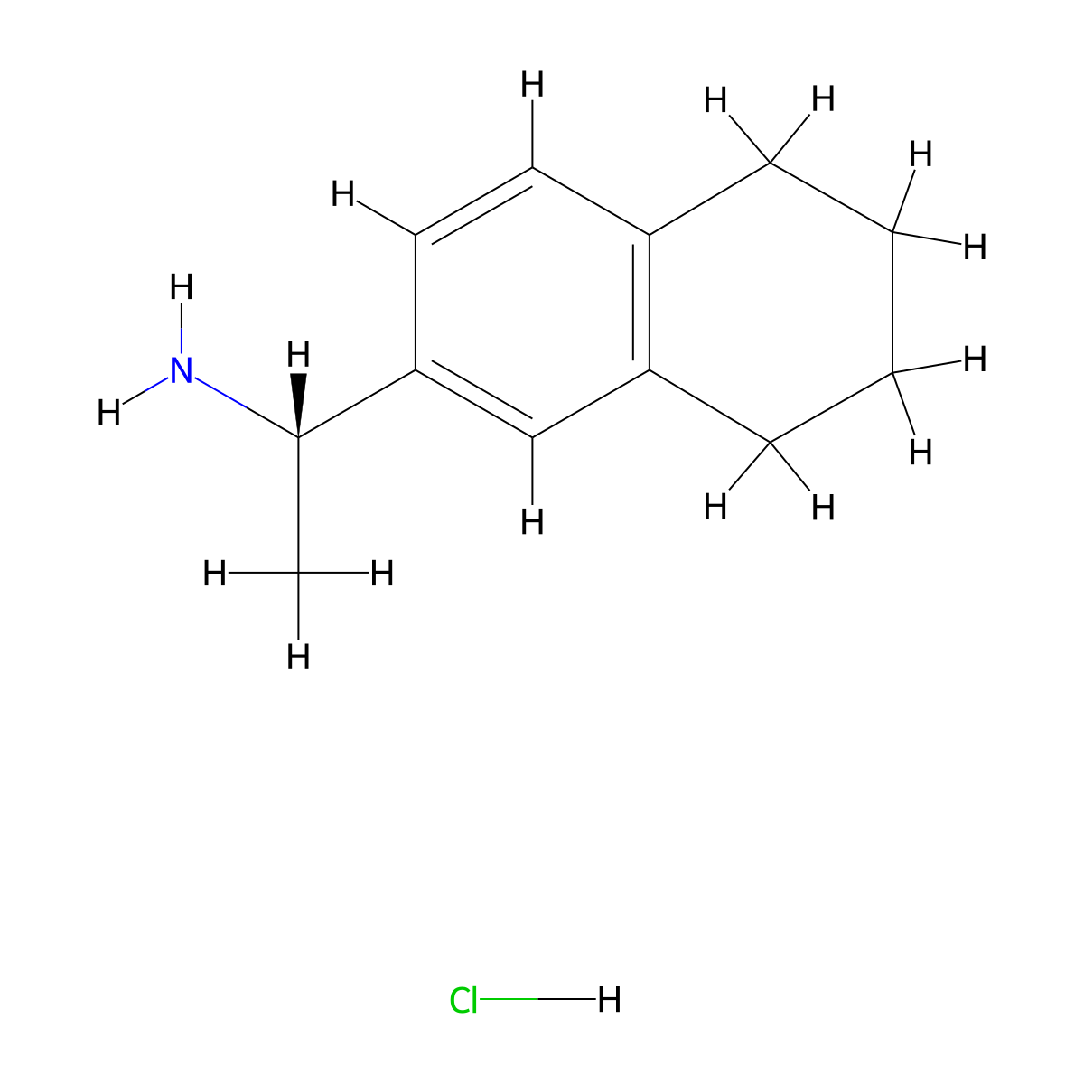 (1S)-1-(5,6,7,8-tetrahydronaphthalen-2-yl)ethan-1-amine hydrochloride molecular structure, CAS 1461689-25-7