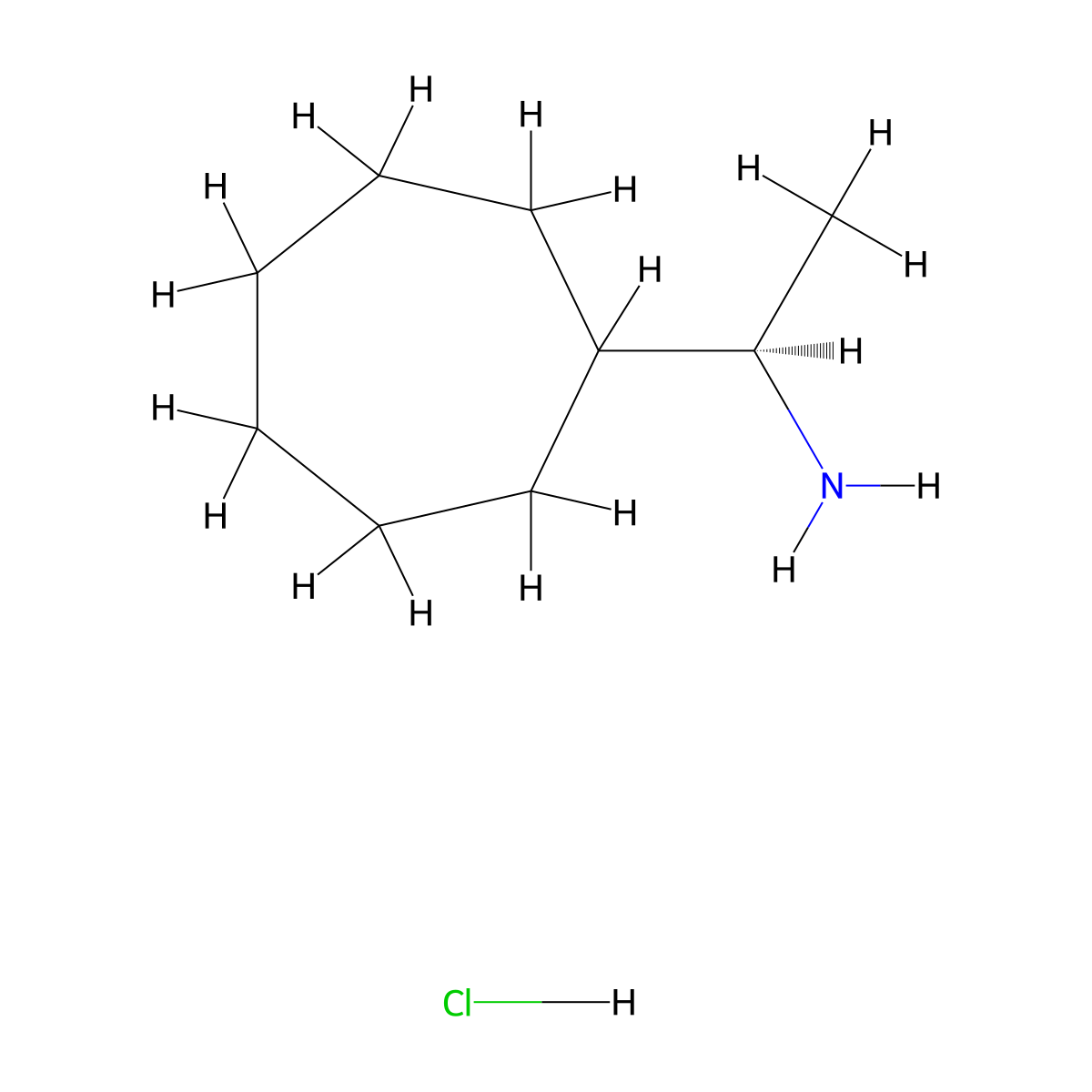(1R)-1-cycloheptylethan-1-amine hydrochloride molecular structure, CAS 1461689-26-8