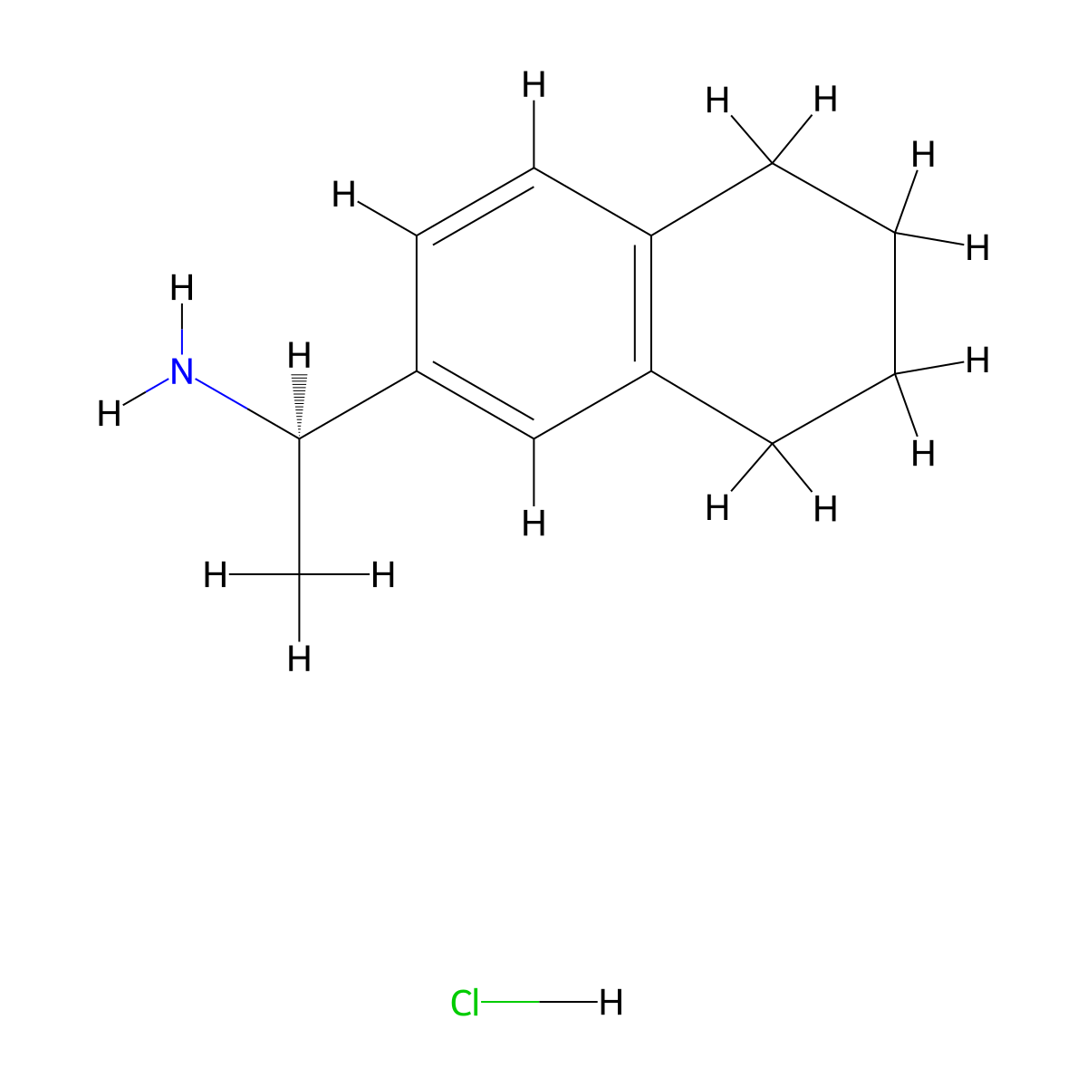 (1R)-1-(5,6,7,8-tetrahydronaphthalen-2-yl)ethan-1-amine hydrochloride molecular structure, CAS 1461689-29-1