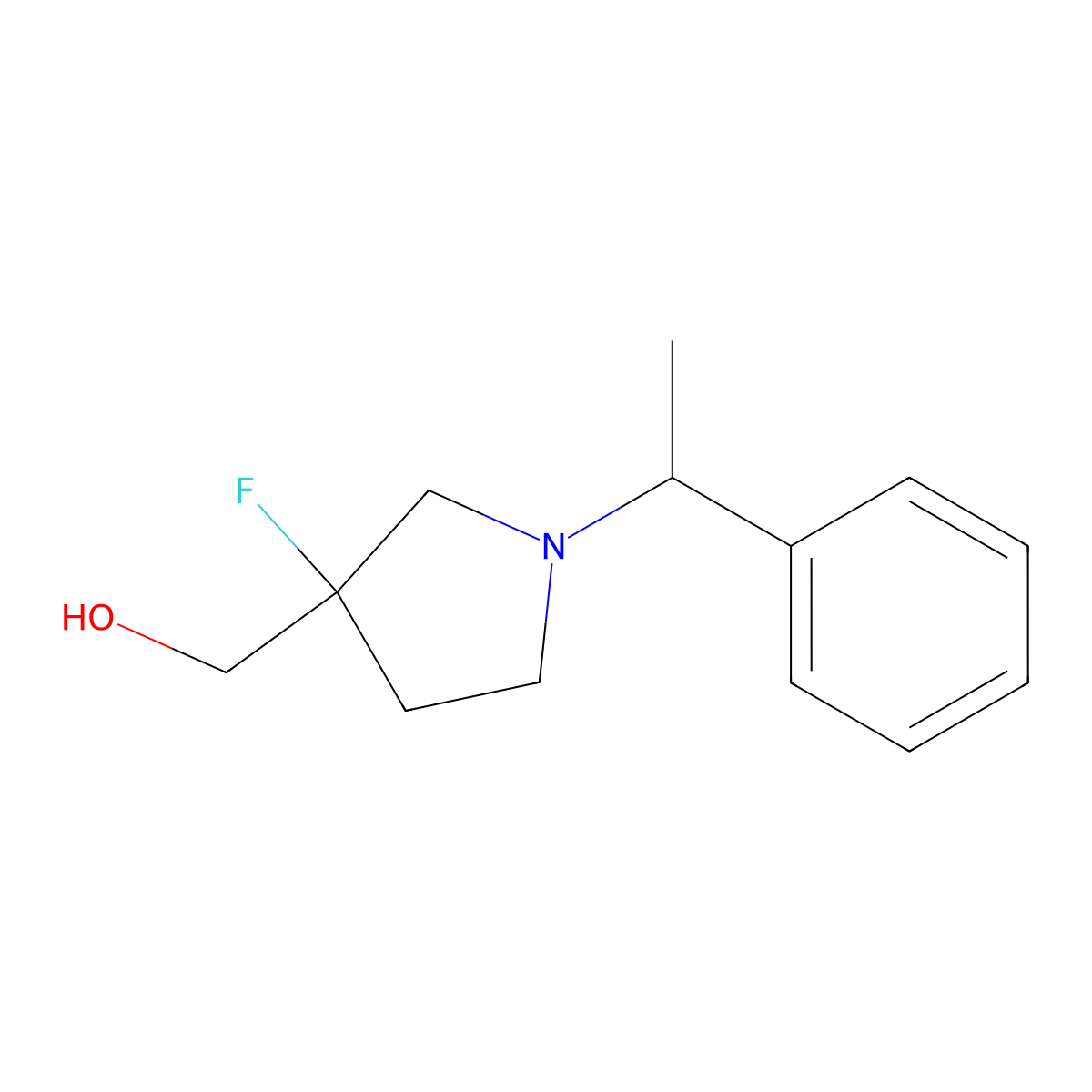{3-fluoro-1-[(1R)-1-phenylethyl]pyrrolidin-3-yl}methanol molecular structure, CAS 1461698-16-7