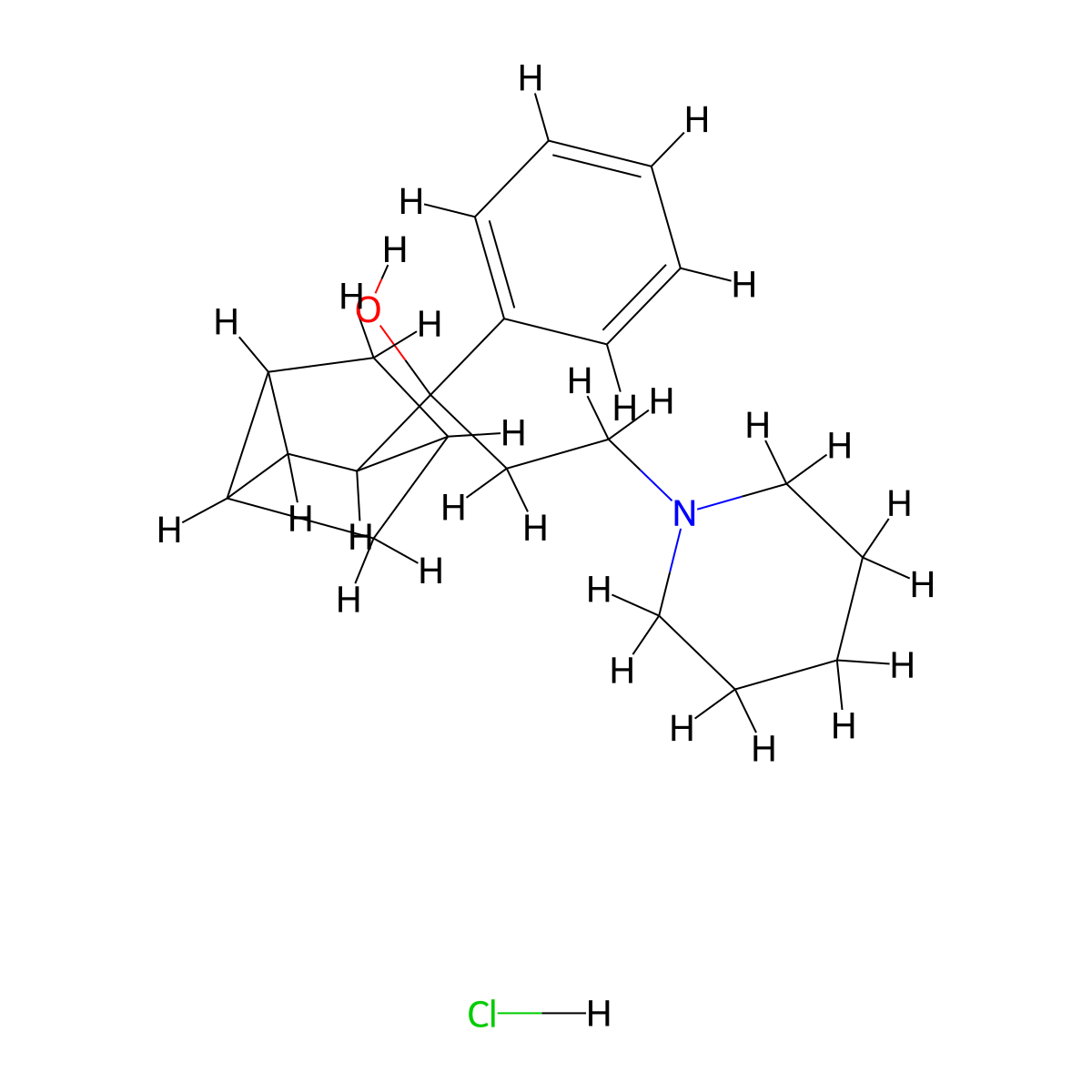 1-Piperidinepropanol, alpha-phenyl-alpha-tricyclo(2.2.1.02,6)hept-3-yl-, hydrochloride molecular structure, CAS 14617-17-5