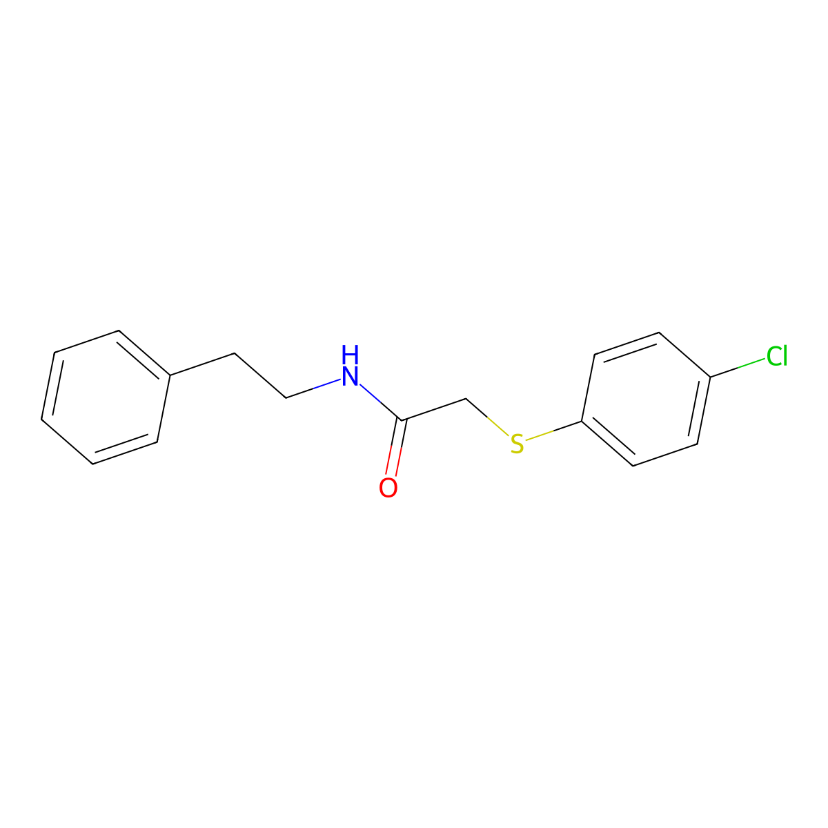 2-(4-Chlorophenylthio)-N-(2-phenylethyl)ethanamide molecular structure, CAS 14617-35-7