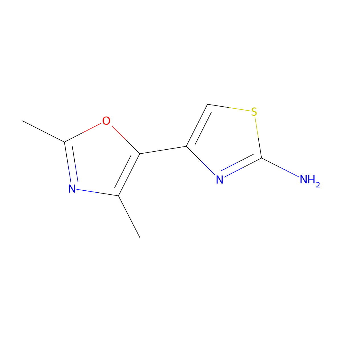 4-(2,4-Dimethyl-1,3-oxazol-5-yl)-1,3-thiazol-2-amine molecular structure, CAS 1461702-84-0