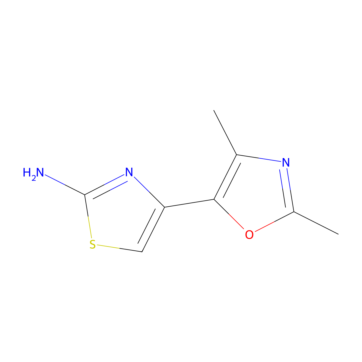 4-(2,4-Dimethyl-1,3-oxazol-5-yl)-1,3-thiazol-2-amine molecular structure, CAS 1461702-84-0