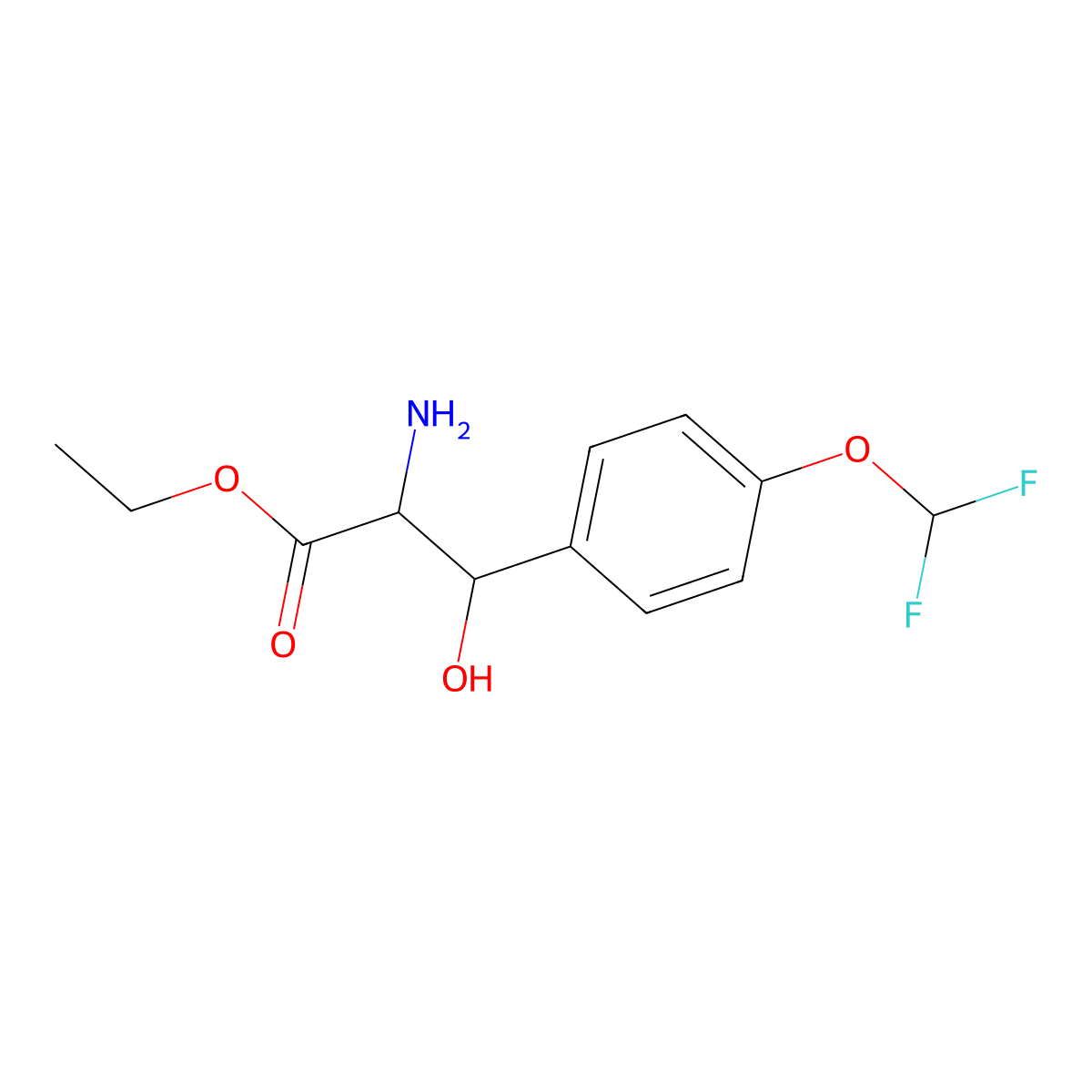 Ethyl 2-amino-3-[4-(difluoromethoxy)phenyl]-3-hydroxypropanoate molecular structure, CAS 1461704-59-5
