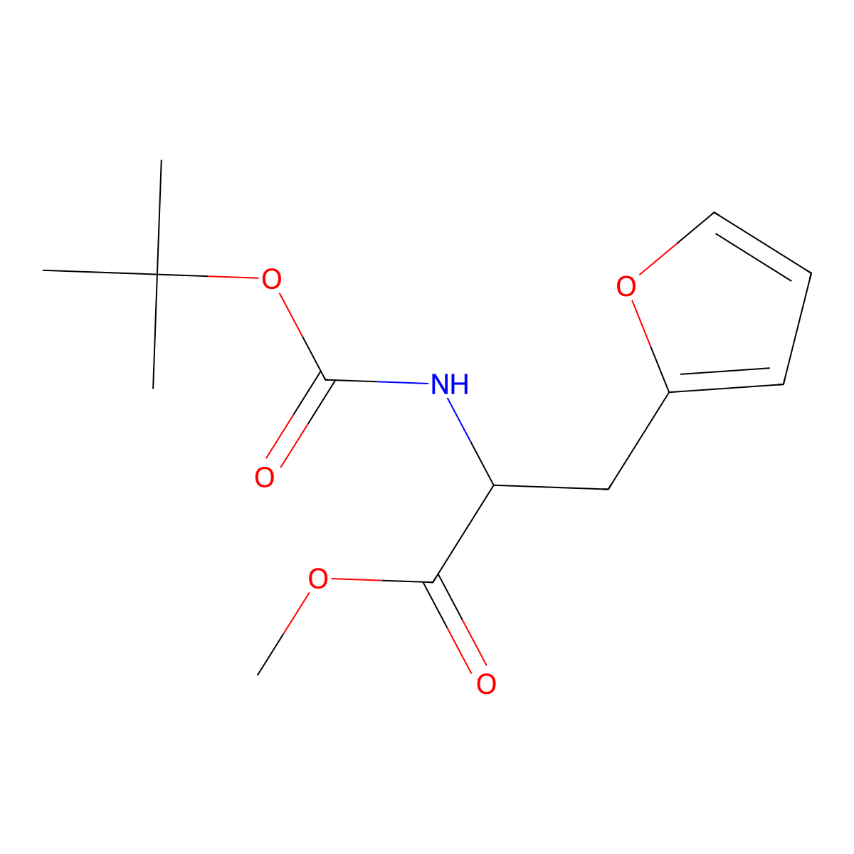 Methyl 2-{[(tert-butoxy)carbonyl]amino}-3-(furan-2-yl)propanoate molecular structure, CAS 1461704-60-8