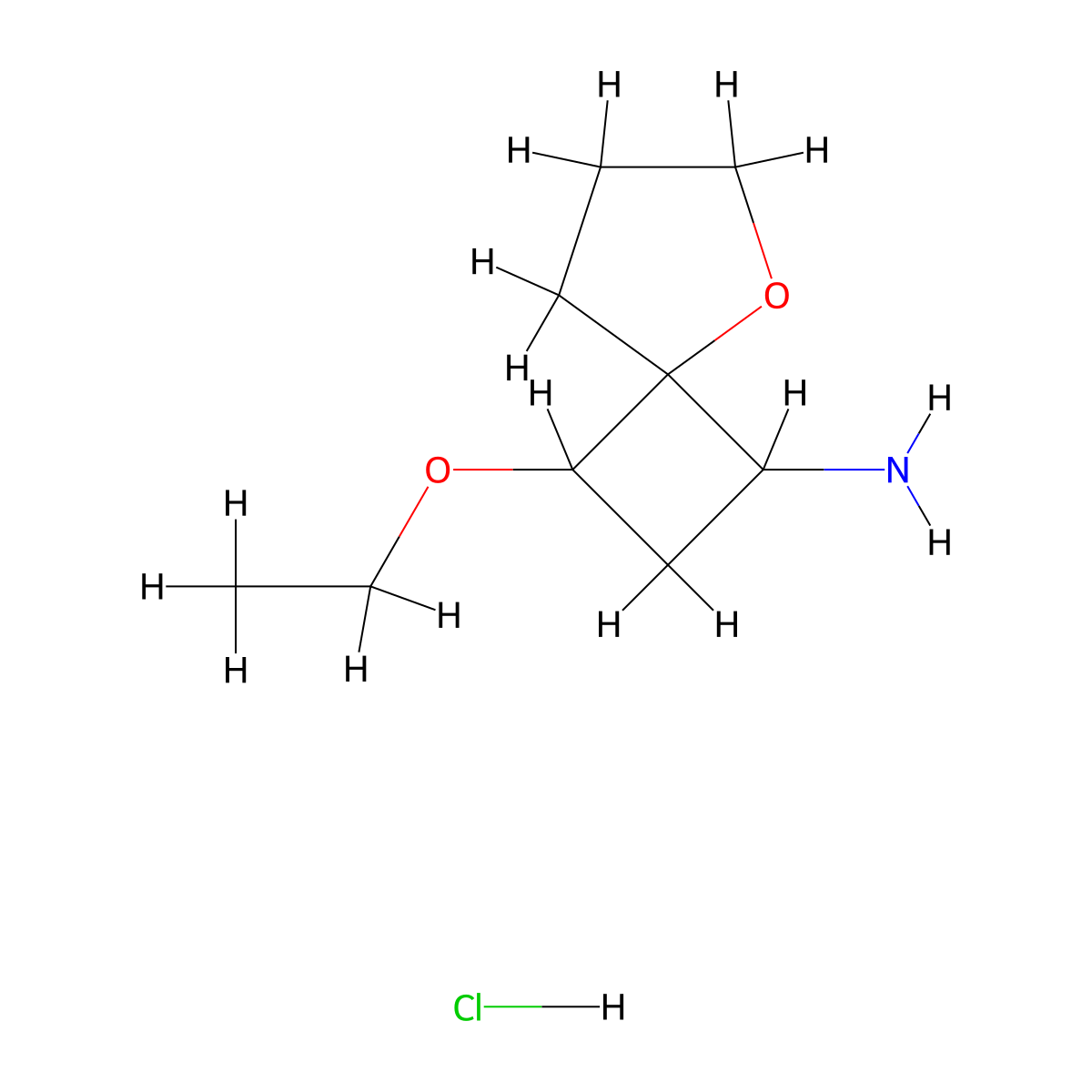 3-Ethoxy-5-oxaspiro[3.4]octan-1-amine hydrochloride molecular structure, CAS 1461704-62-0