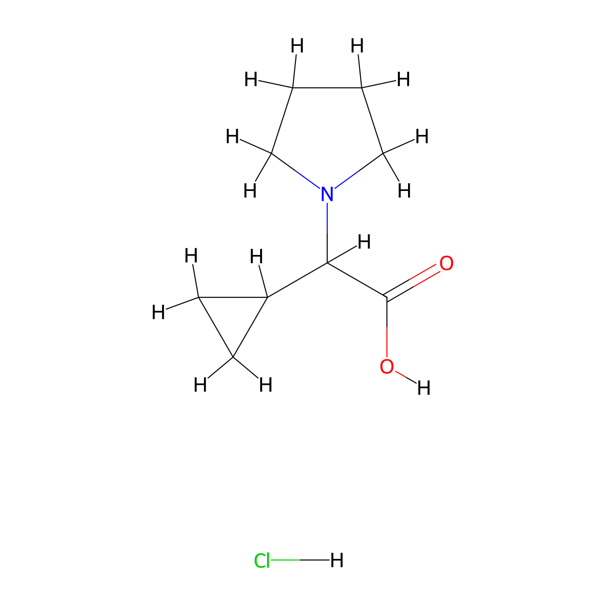 2-Cyclopropyl-2-(pyrrolidin-1-yl)acetic acid hydrochloride molecular structure, CAS 1461704-64-2