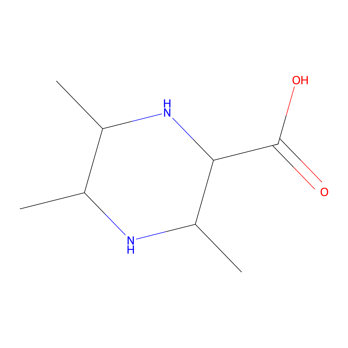 3,5,6-Trimethylpiperazine-2-carboxylic acid molecular structure, CAS 1461704-65-3
