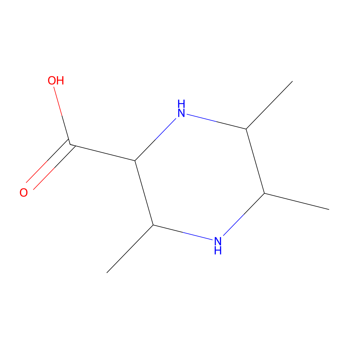 3,5,6-Trimethylpiperazine-2-carboxylic acid molecular structure, CAS 1461704-65-3