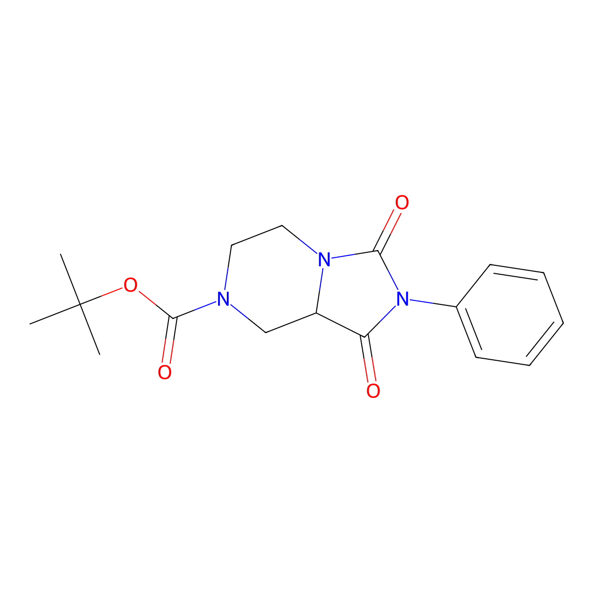 Tert-butyl 1,3-dioxo-2-phenyl-octahydroimidazolidino[1,5-a]piperazine-7-carboxylate molecular structure, CAS 1461704-66-4