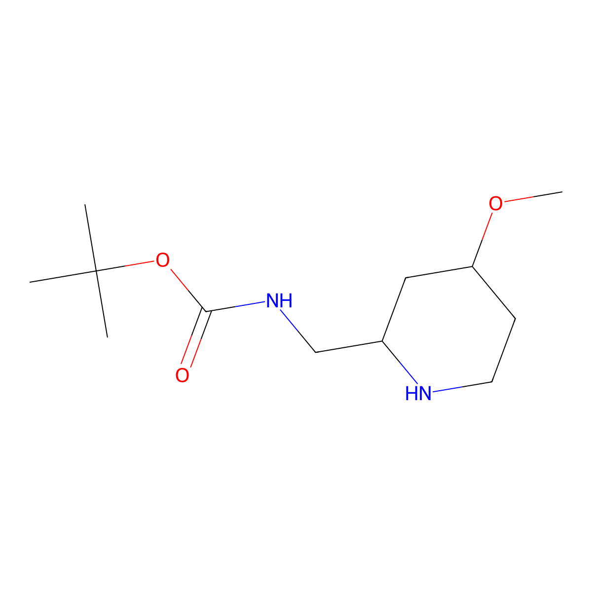 tert-butyl N-[(4-methoxypiperidin-2-yl)methyl]carbamate molecular structure, CAS 1461704-68-6