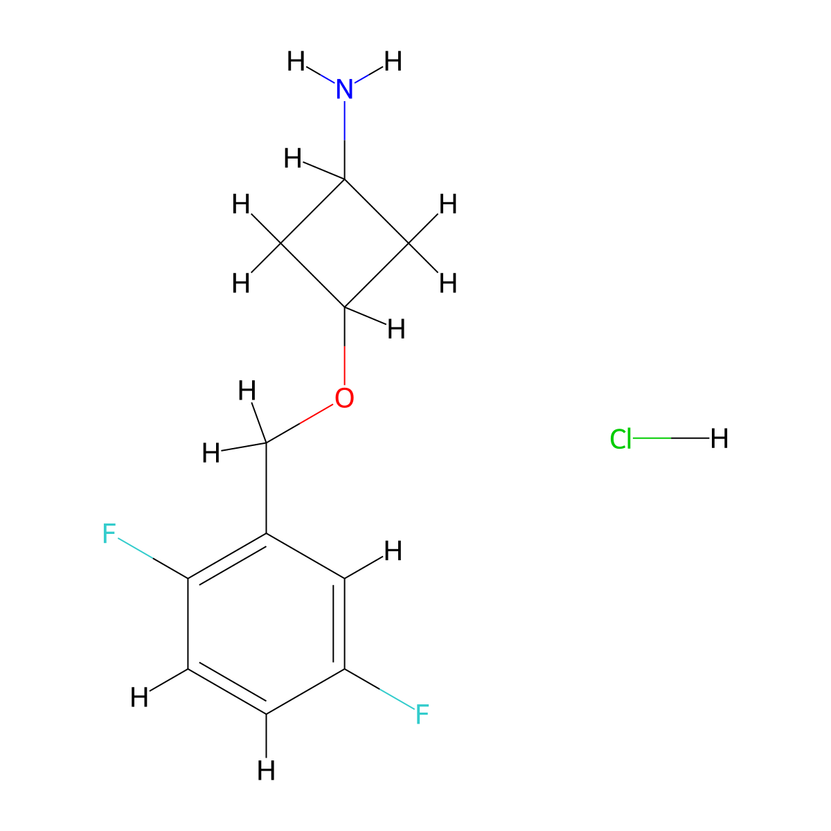 3-[(2,5-Difluorophenyl)methoxy]cyclobutan-1-amine hydrochloride molecular structure, CAS 1461704-73-3