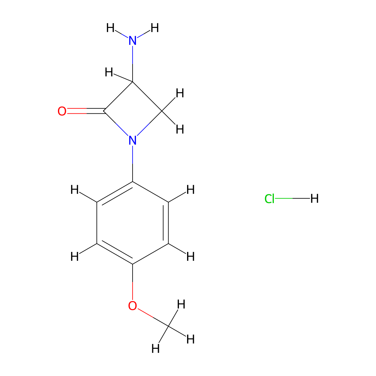 3-Amino-1-(4-methoxyphenyl)azetidin-2-one hydrochloride molecular structure, CAS 1461704-74-4