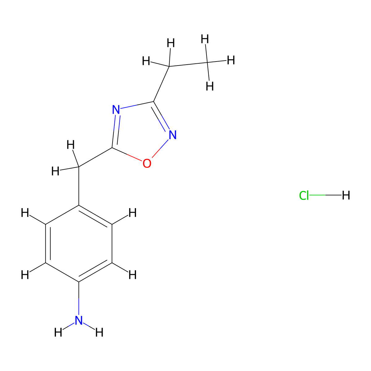 4-[(3-Ethyl-1,2,4-oxadiazol-5-yl)methyl]aniline hydrochloride molecular structure, CAS 1461704-77-7