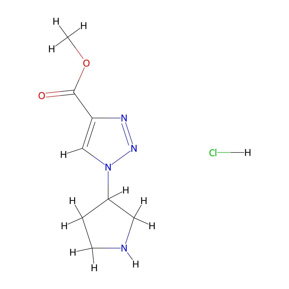 methyl 1-(pyrrolidin-3-yl)-1H-1,2,3-triazole-4-carboxylate hydrochloride molecular structure, CAS 1461704-81-3