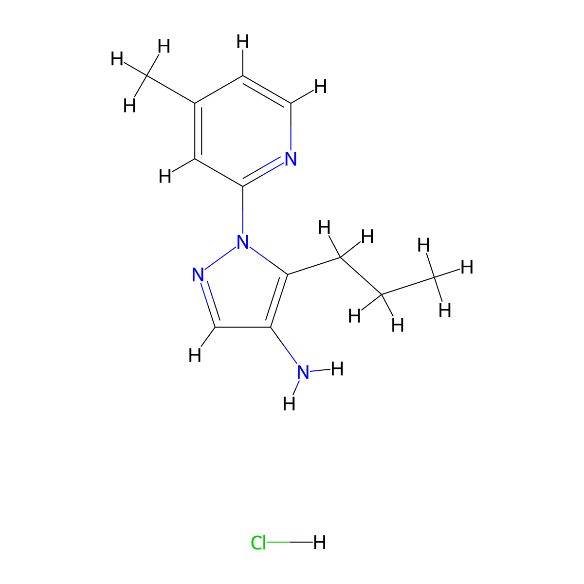 1-(4-methylpyridin-2-yl)-5-propyl-1H-pyrazol-4-amine hydrochloride molecular structure, CAS 1461704-83-5