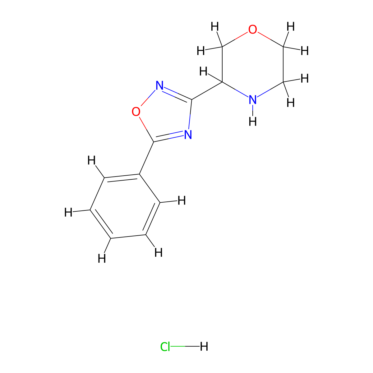 3-(5-Phenyl-1,2,4-oxadiazol-3-yl)morpholine hydrochloride molecular structure, CAS 1461704-93-7